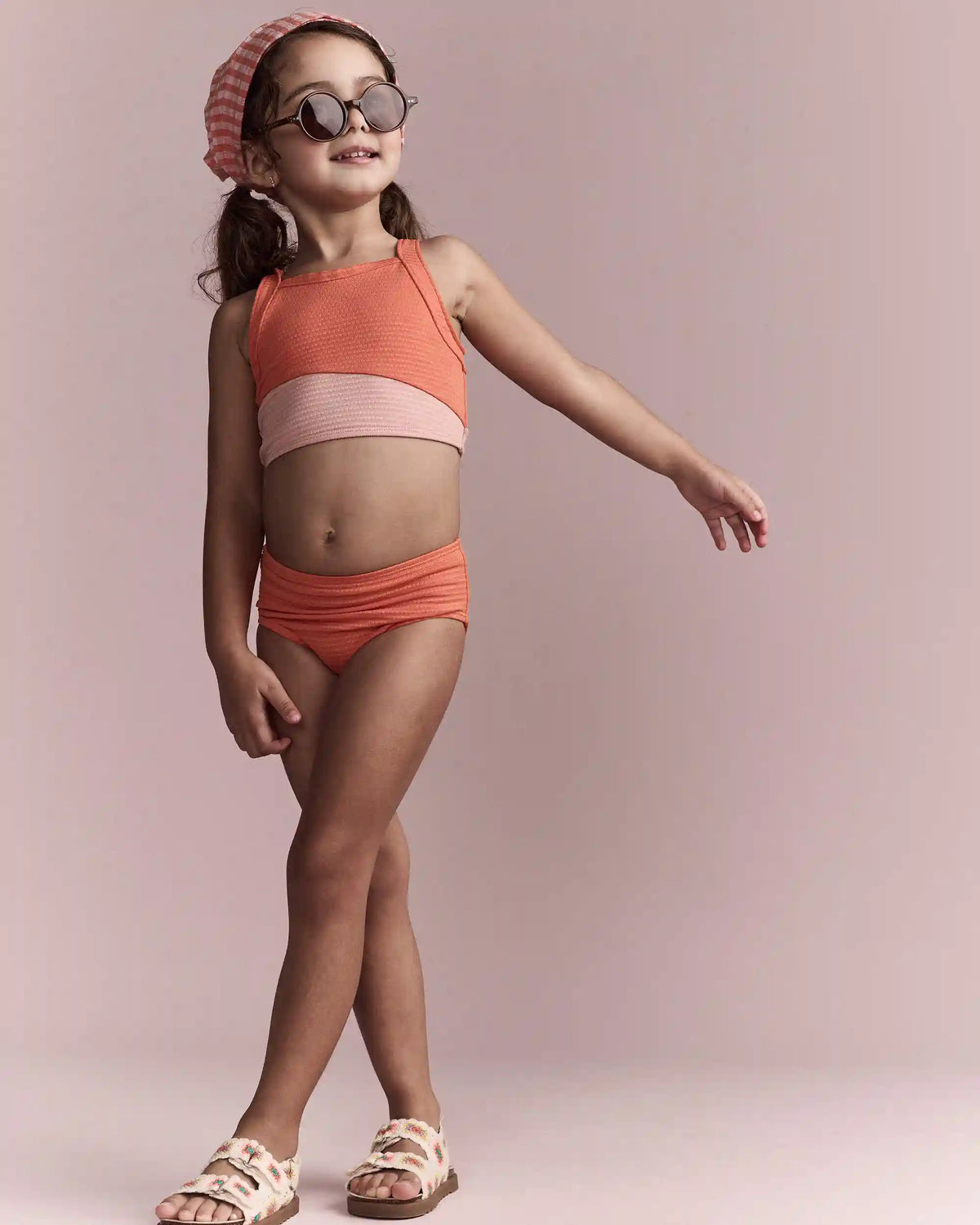 Toddler Girl Colorblock Tankini Set - Orange