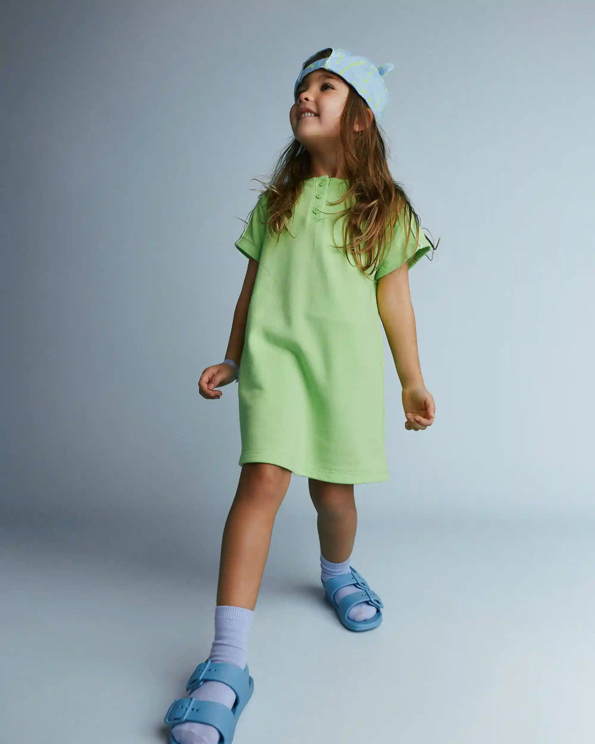 Toddler Girl Henley T-Shirt Dress - Lime Green