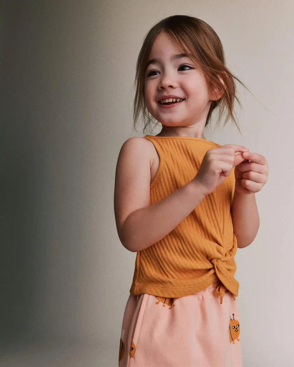 Toddler Girl Tie-Front Ribbed Tank - Golden Yellow