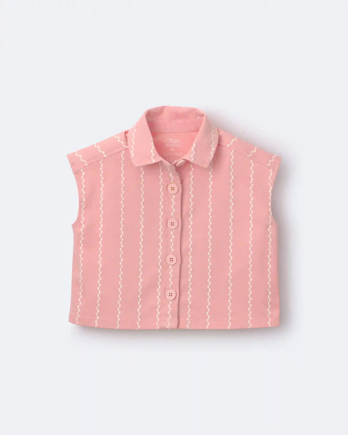 Toddler Girl Sleeveless Button-Down Top in Stripes - Light Pink