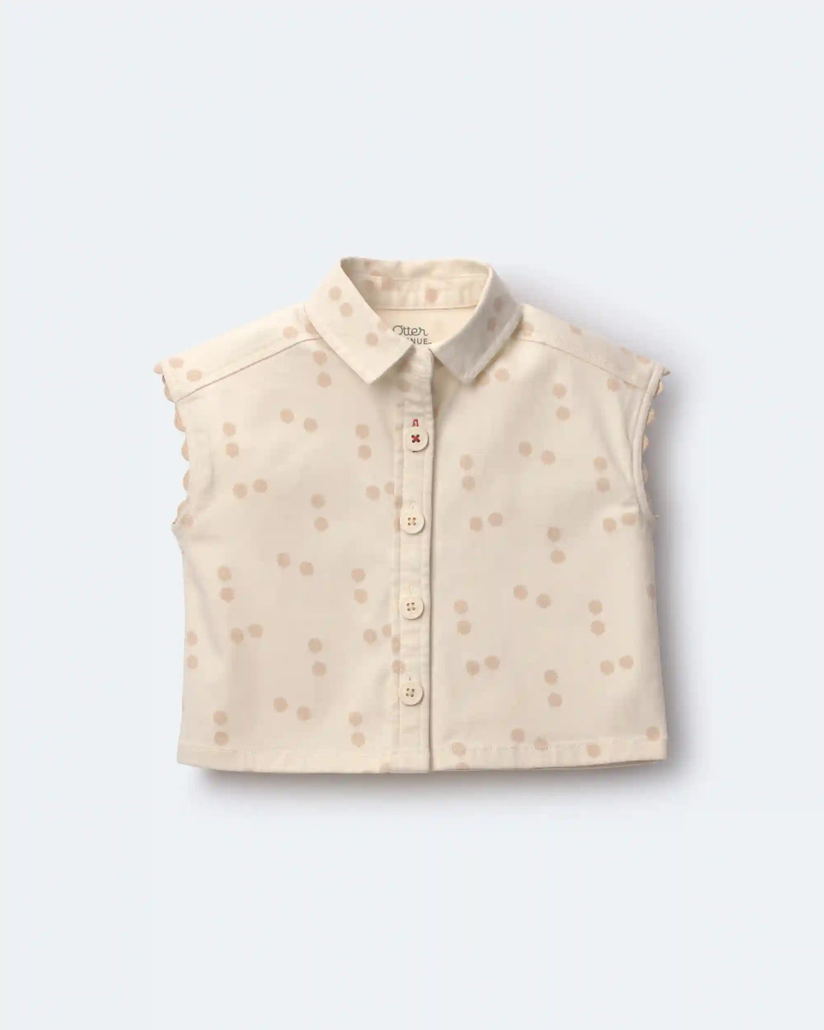 Toddler Girl Sleeveless Button-Down Top in Dot Print - Cream