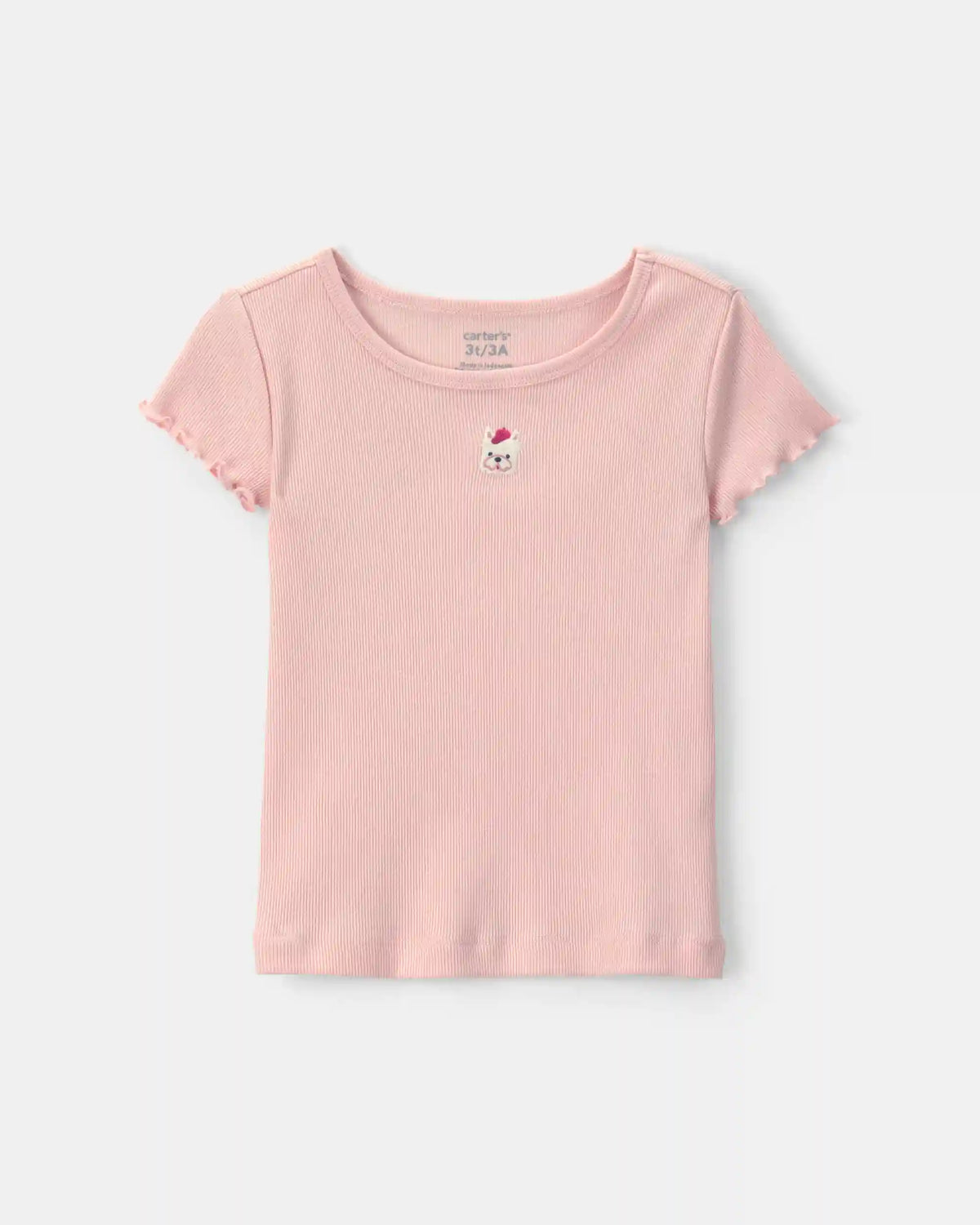 Toddler Girl Dog Rib Top - Pink