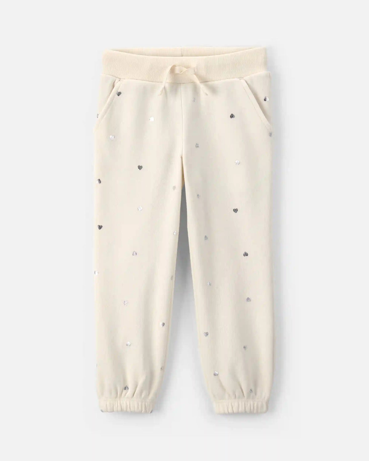 Toddler Girl Polka Dot Fleece Joggers - Cream