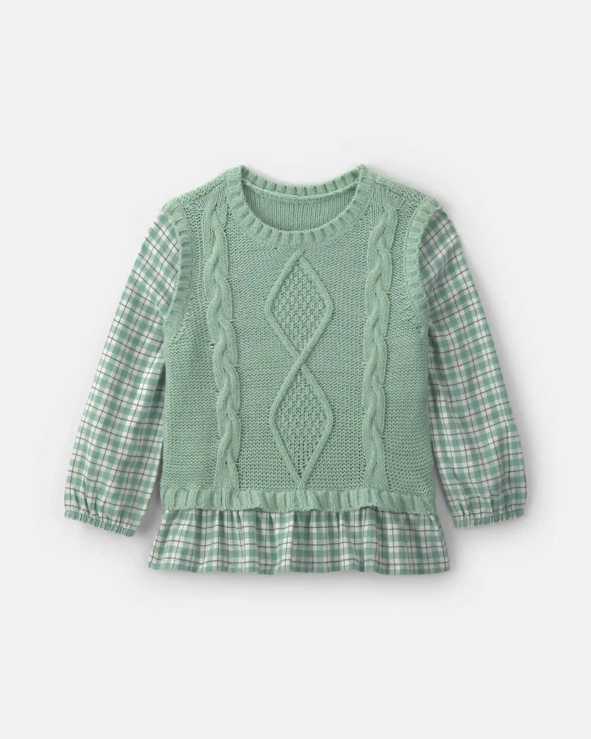 Toddler Girl Plaid Sweater Vest Top - Green