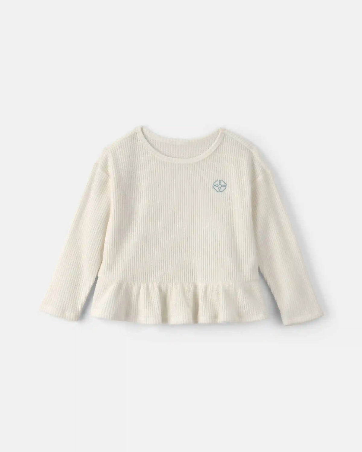 Toddler Girl Thermal Long-Sleeve Peplum Top - Cream