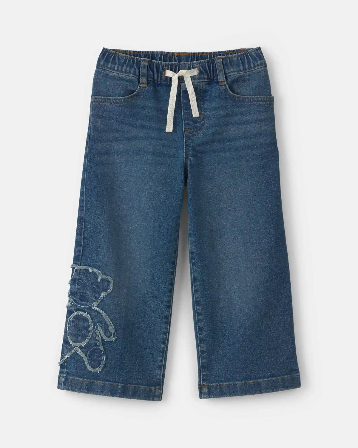 Toddler Girl Bear Denim Pull-On Jeans - Medium Wash
