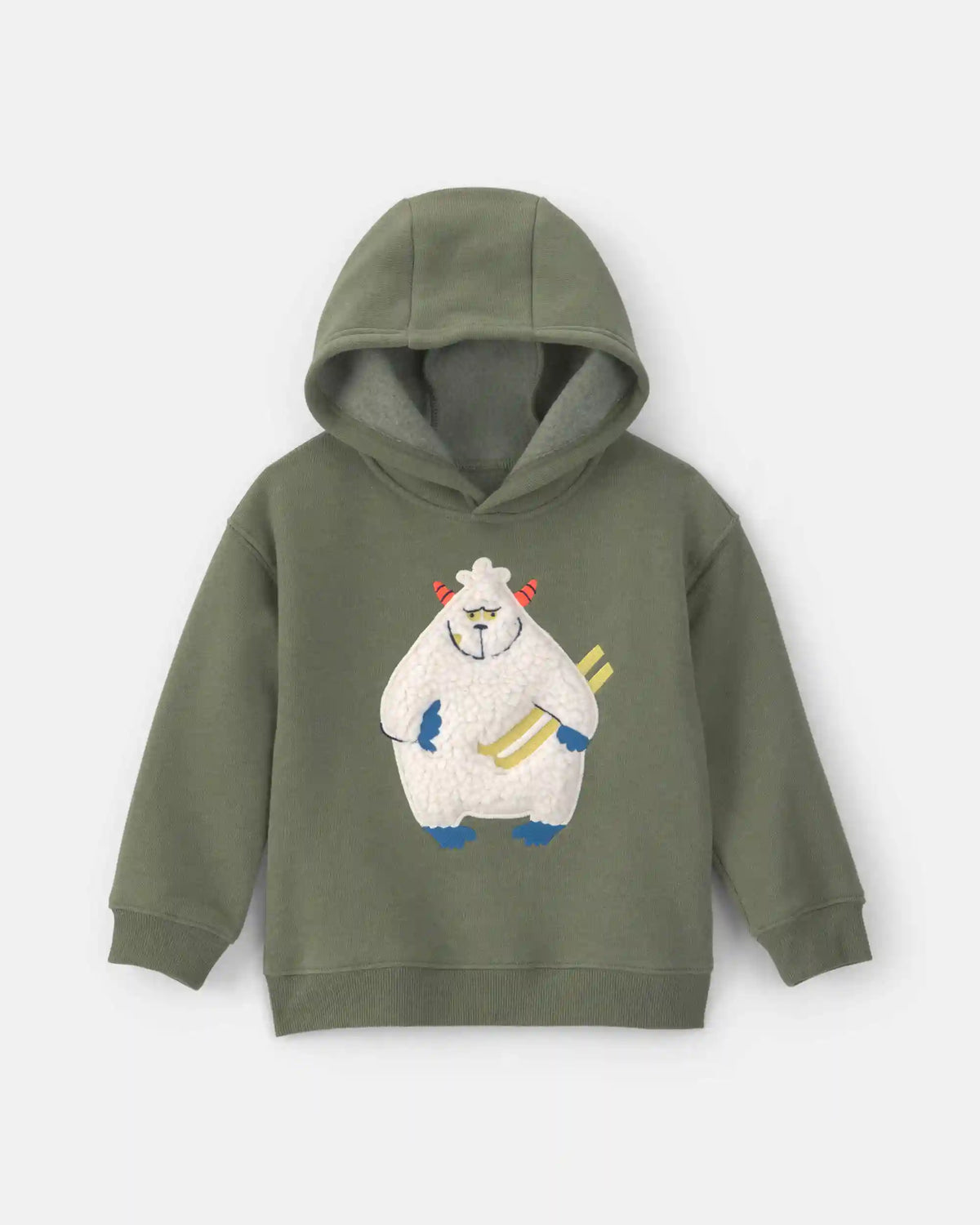 Toddler Boy Yeti Fleece Hoodie - Olive Green