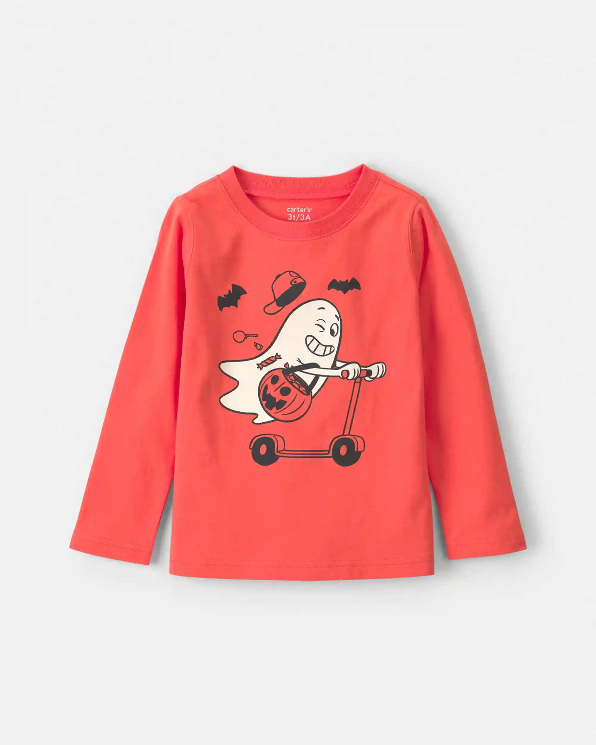 Toddler Boy Ghost Scooter Long-Sleeve Graphic Tee - Orange