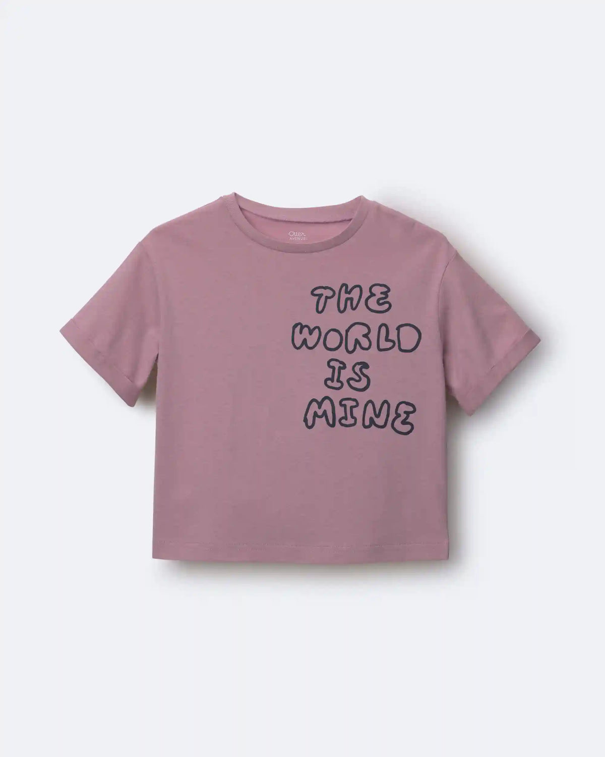 Toddler 'The World Is Mine' Rolled Cuff Tee - Mauve
