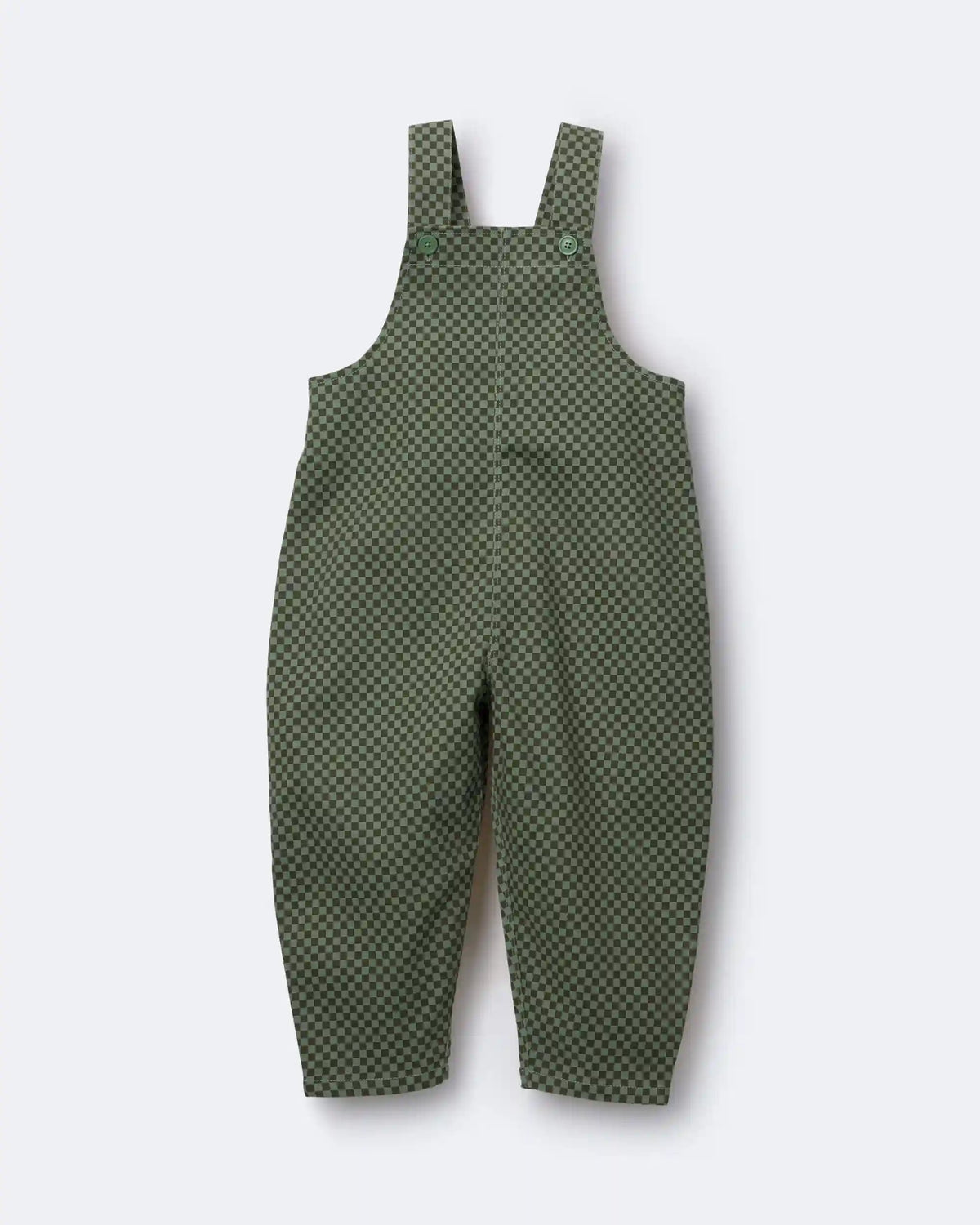 Toddler Checkered Overalls - Olive