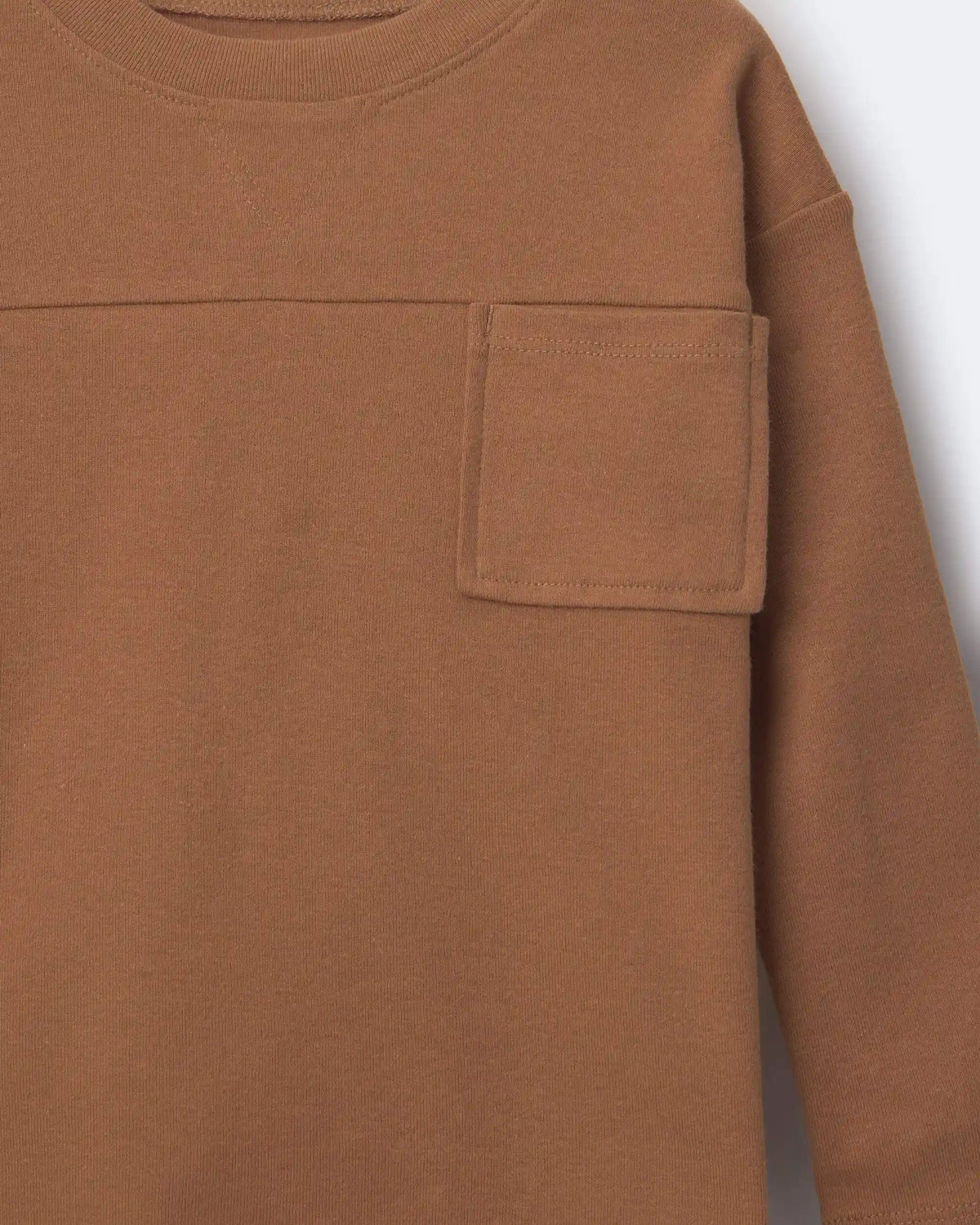 Toddler Ribbed Long-Sleeve Pocket Tee - Brown