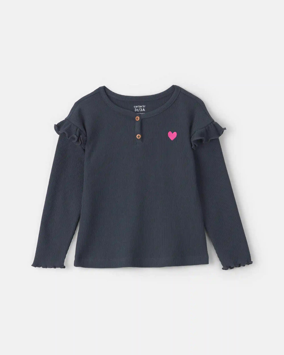 Toddler Girl Heart Thermal Long-Sleeve Top - Navy Blue