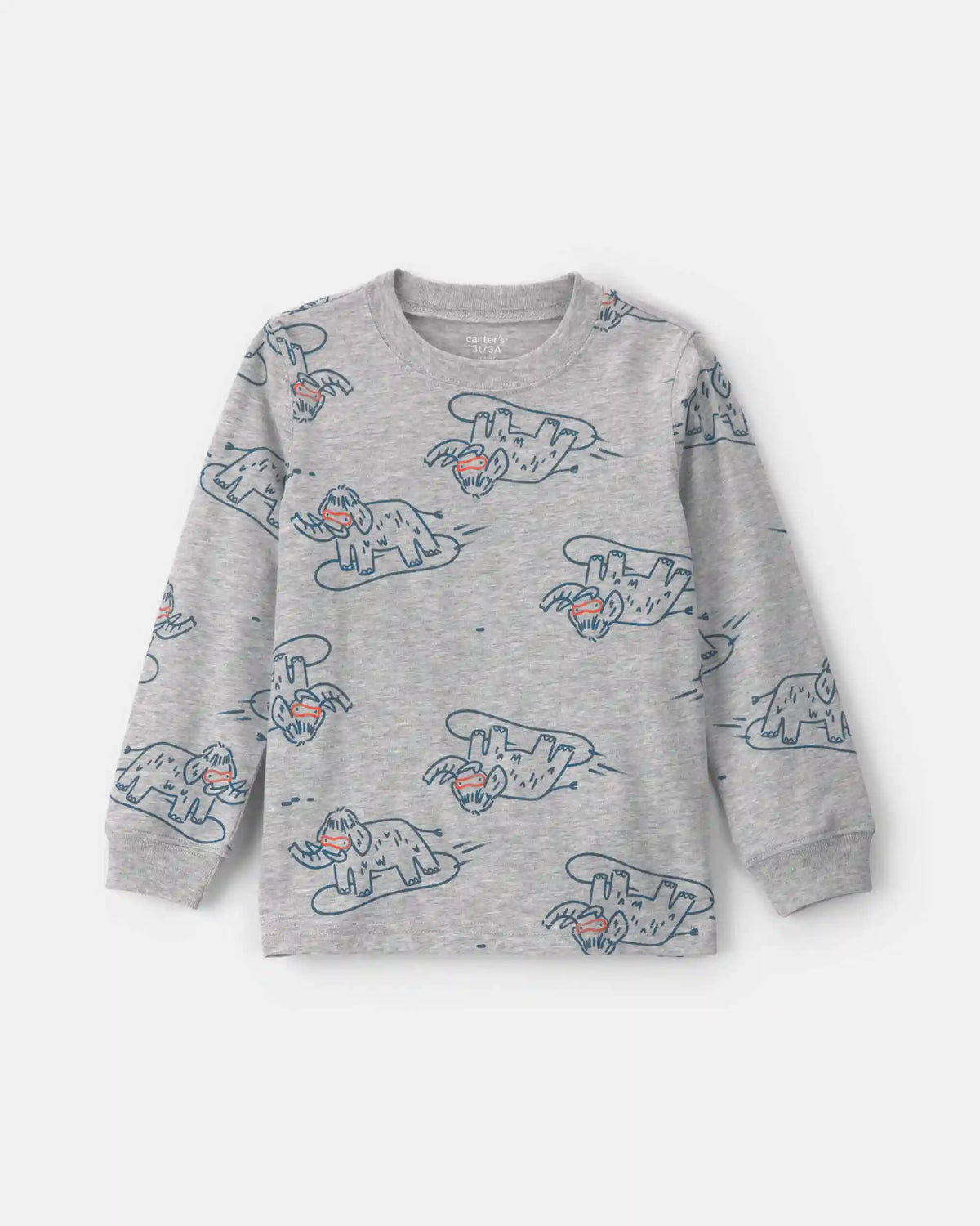 Toddler Boy Dinosaur Long-Sleeve T-Shirt - Grey