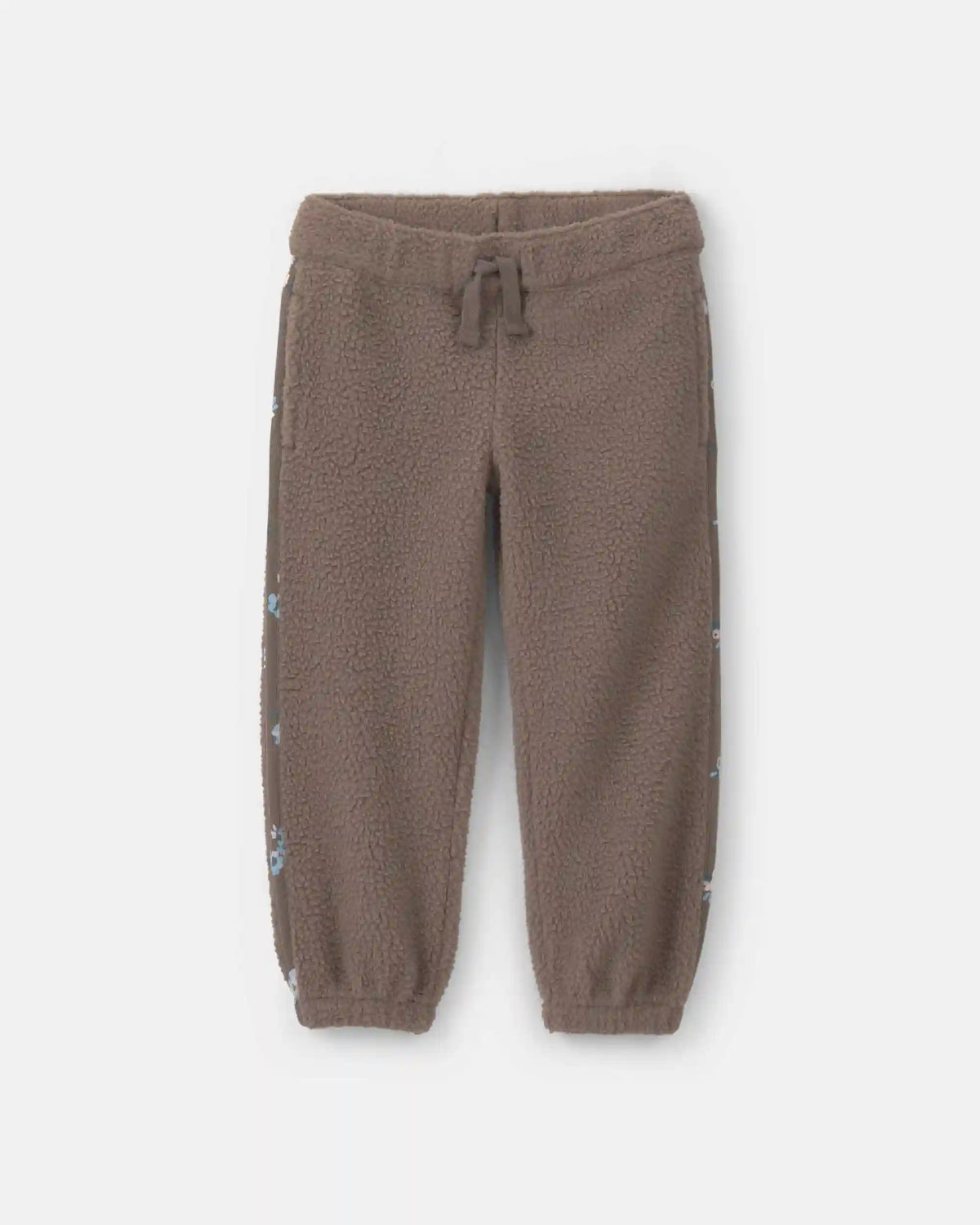 Toddler Girl Floral Fleece Joggers - Brown