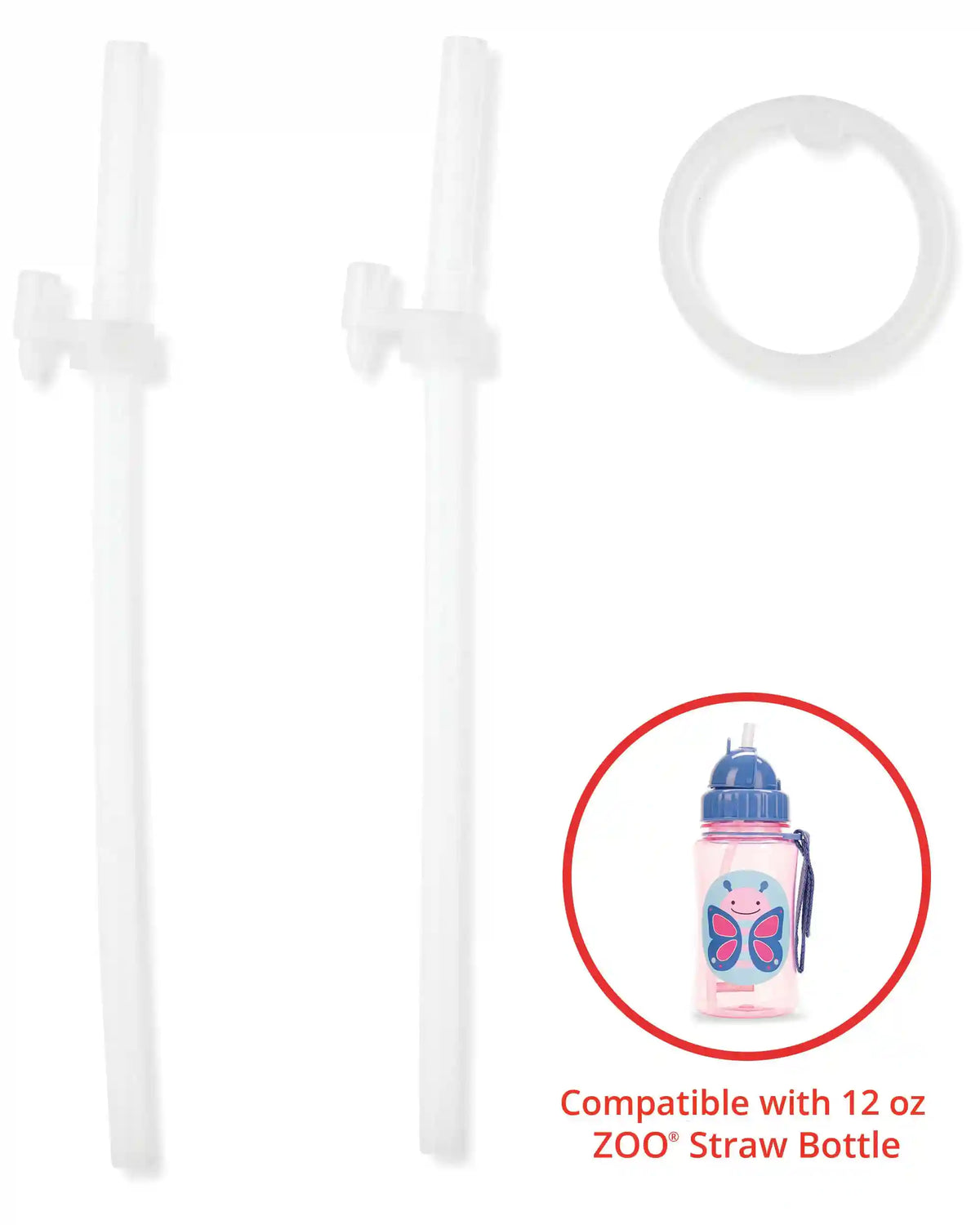 Zoo Straw Bottle (12 oz) Extra Straws - 2-Pack