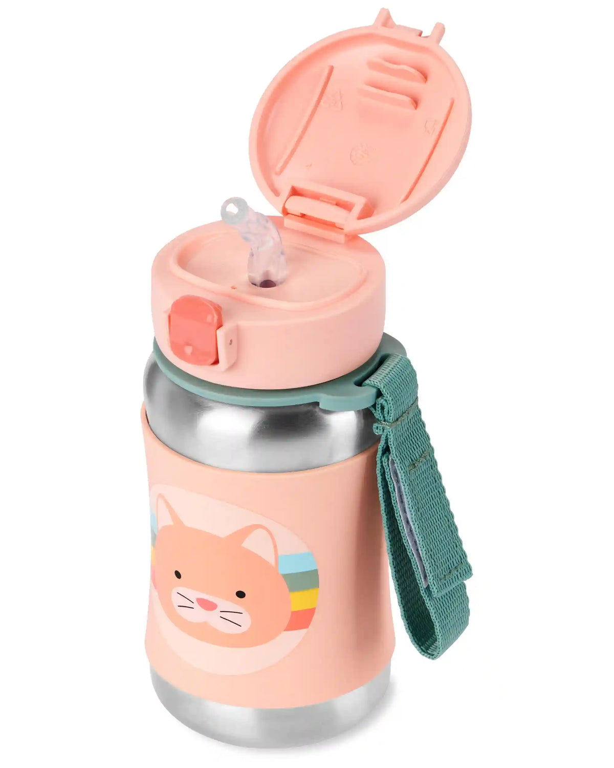 ZOO Stainless Steel Kid Straw Bottle - Cat
