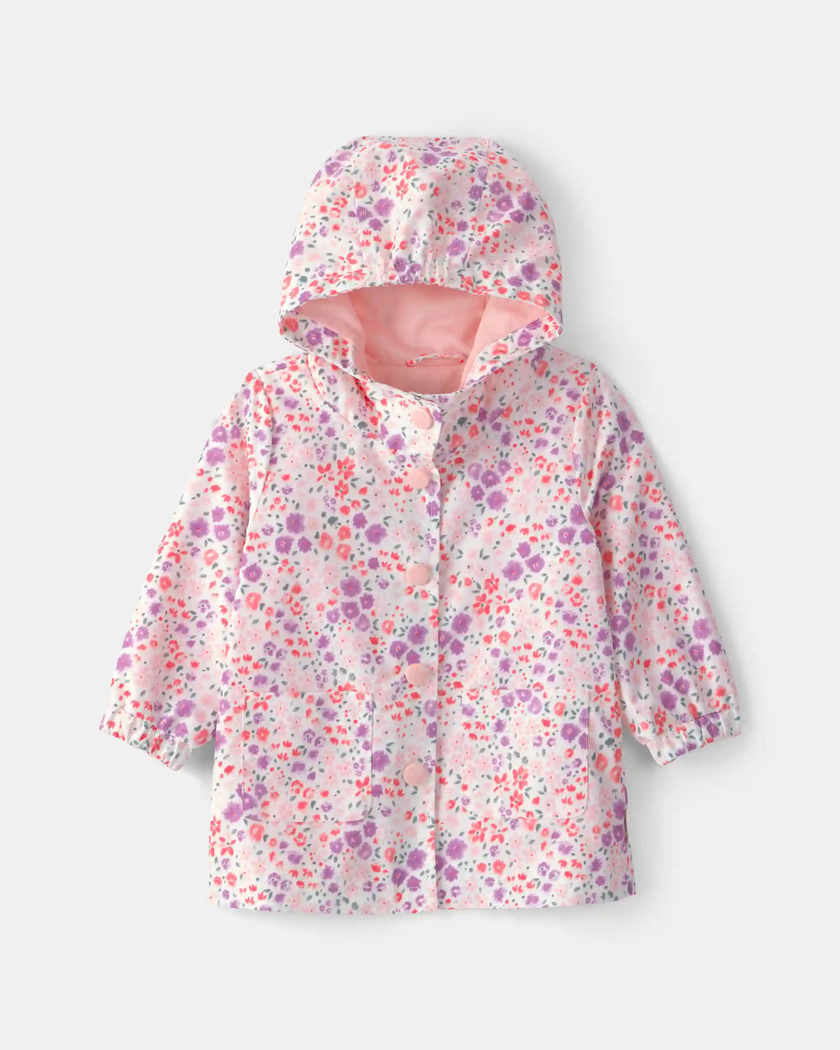 Baby Girl Floral Raincoat - Pink