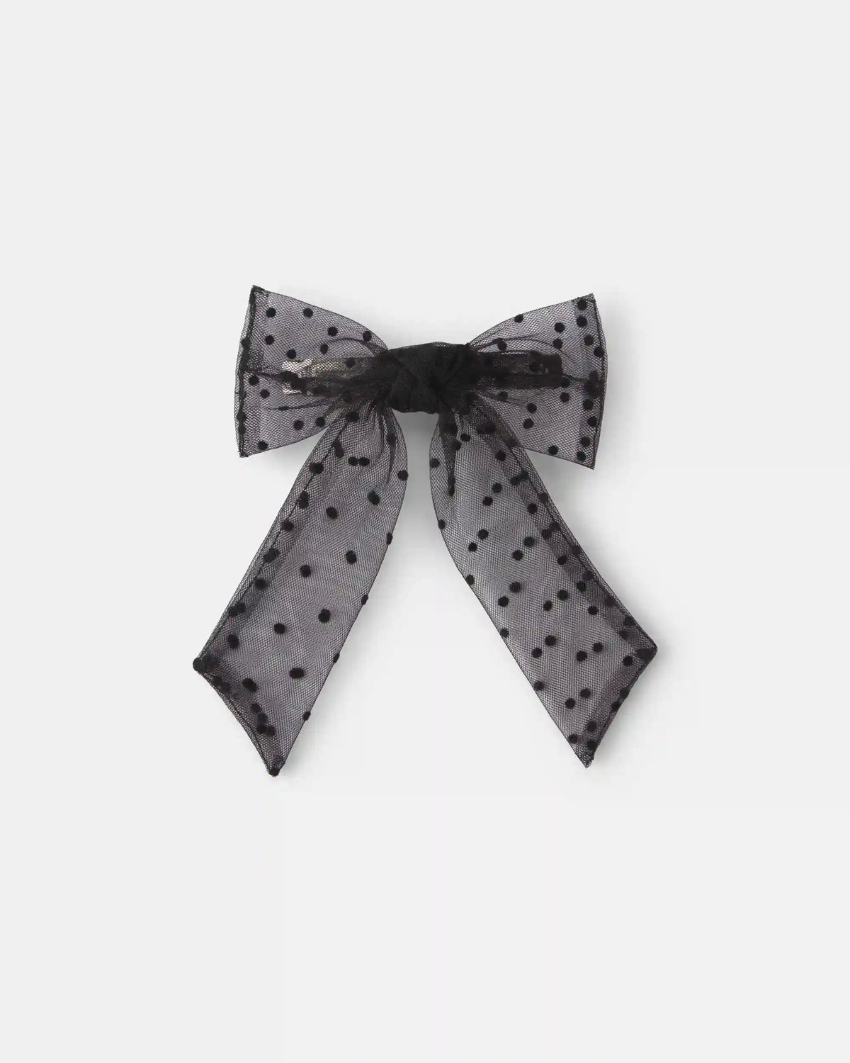 Toddler Girl Sheer Dot Bow Hair Clip - Black