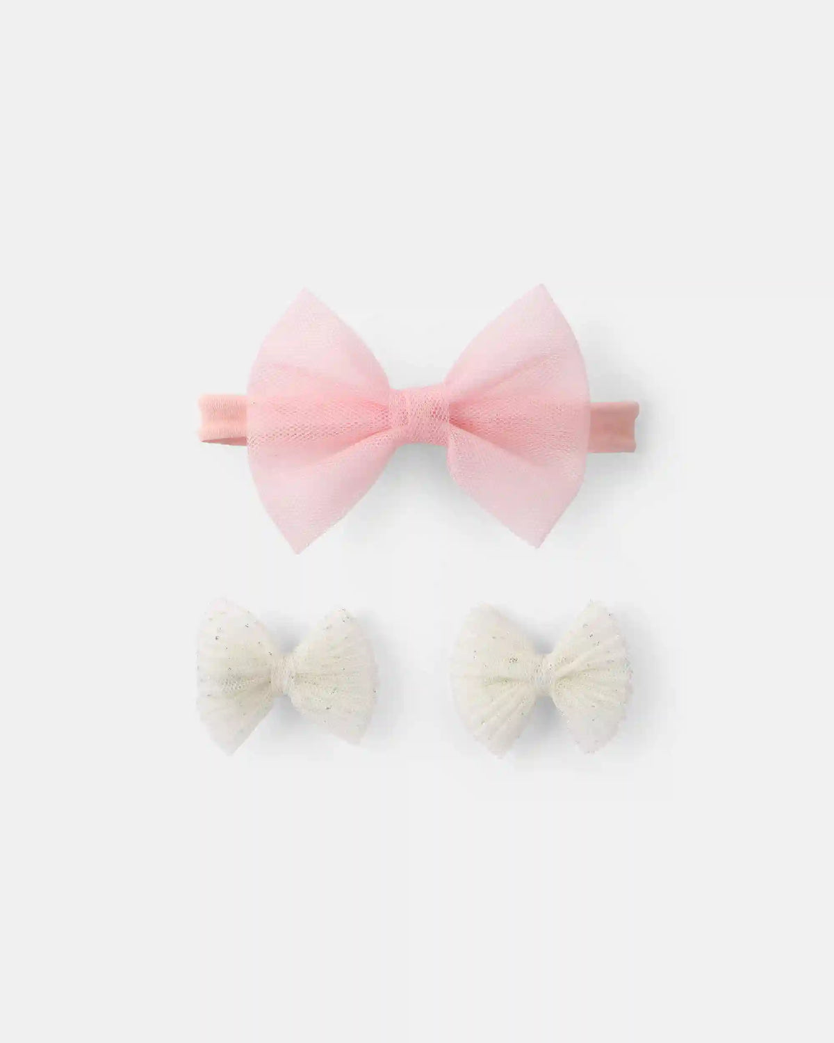 Baby Girl 3-Pack Bow Headwrap & Hair Clips - Pink/Cream