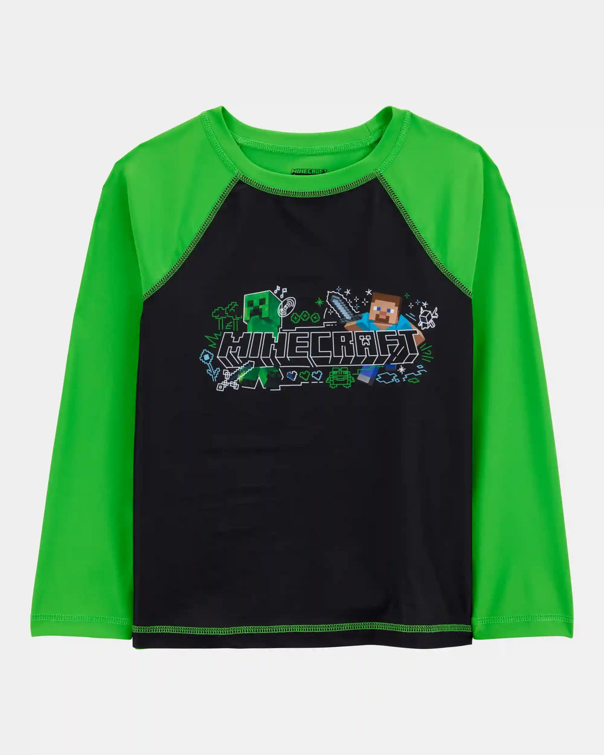 Boys Minecraft® Long-Sleeve Rashguard Swim Top - Green