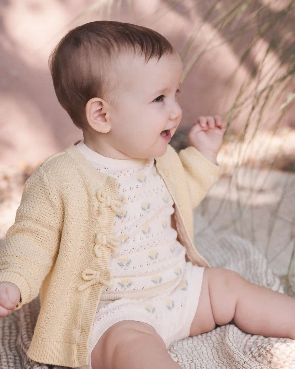 Baby Girl Organic Cotton Sweater Set in Honey Floral Print