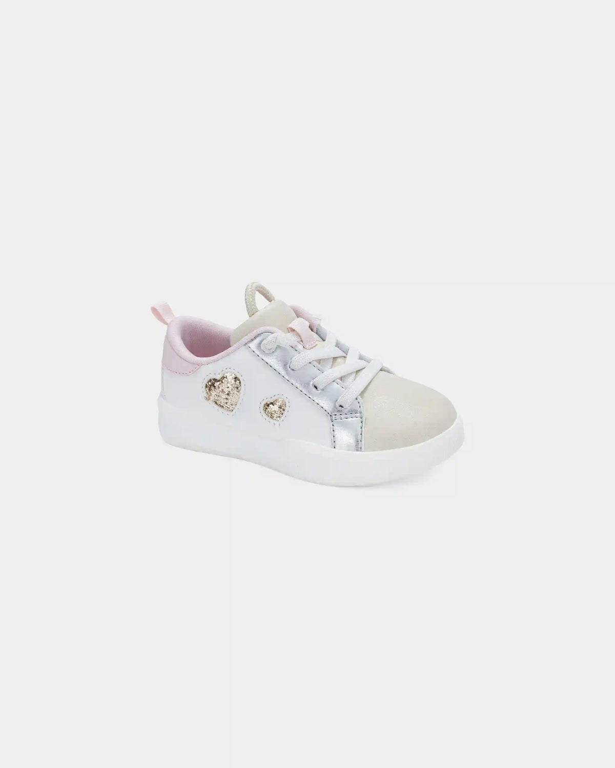 Toddler Girl Colorblock Metallic Heart Sneakers - White/Pink